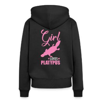 Girl loves Platypus Schnabeltier - Frauen Premium Bio Hoodie - Schwarz - Hinten - Julia (174cm)