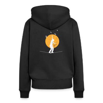 Slackline avec lune en arrière-plan - Sweat à capuche Premium bio Femme - noir - Dos - Julia (174cm)