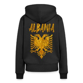 Albanie - Kosovo - Sweat à capuche Premium bio Femme - noir - Dos - Julia (174cm)