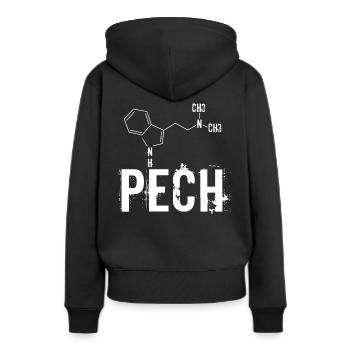 Paar Partnerlook Pech - Frauen Premium Bio Hoodie - Schwarz - Hinten - Julia (174cm)