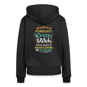 Cross Stich Handarbeiten - Frauen Premium Bio Hoodie - Schwarz - Hinten - Julia (174cm)