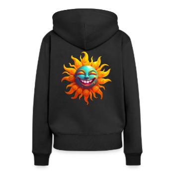 Drôle de soleil - Sweat à capuche Premium bio Femme - noir - Dos - Julia (174cm)