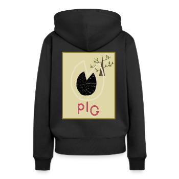 Schweinepfote, Schweinefuß, Schwein - Geschenk - Frauen Premium Bio Hoodie - Schwarz - Hinten - Julia (174cm)