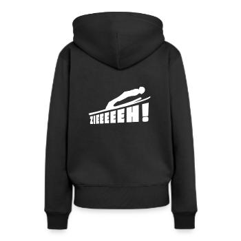 Skispringen Skispringer Wintersport - Frauen Premium Bio Hoodie - Schwarz - Hinten - Julia (174cm)