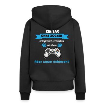 Gaming Merchandise für Gamer | Zocker Geschenke - Frauen Premium Bio Hoodie - Schwarz - Hinten - Julia (174cm)