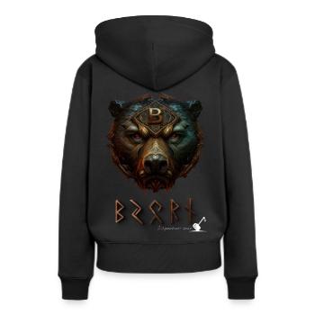 Bear Face - Björn in Futhark Runes - Women’s Premium Organic Hoodie - black - Back - Julia (174cm)