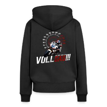 Moto moto drôle en disant plein gaz - Sweat à capuche Premium bio Femme - noir - Dos - Julia (174cm)
