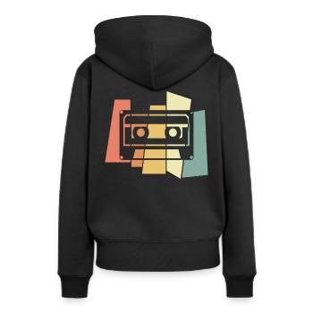 Cassette - Sweat à capuche Premium bio Femme - noir - Dos - Julia (174cm)