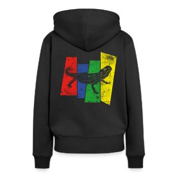 Echse - Frauen Premium Bio Hoodie - Schwarz - Hinten - Julia (174cm)
