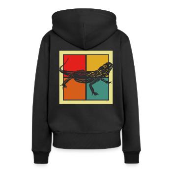 Echse - Frauen Premium Bio Hoodie - Schwarz - Hinten - Julia (174cm)