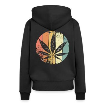 Hanf Cannabis - Frauen Premium Bio Hoodie - Schwarz - Hinten - Julia (174cm)