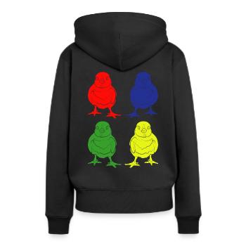 Les poussins - Sweat à capuche Premium bio Femme - noir - Dos - Julia (174cm)