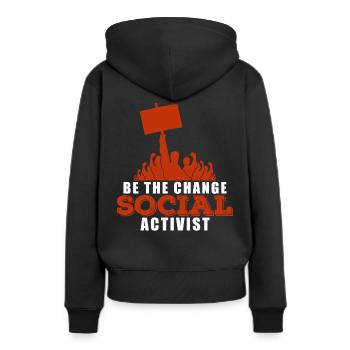 Justice sociale Protestation - Sweat à capuche Premium bio Femme - noir - Dos - Julia (174cm)