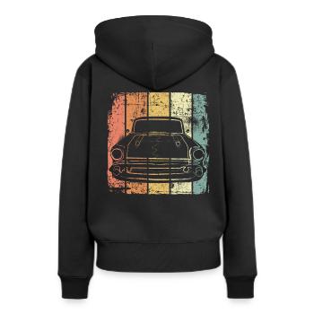 Auto retro - Sweat à capuche Premium bio Femme - noir - Dos - Julia (174cm)