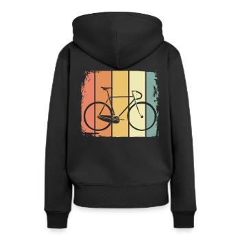 Rennrad - Frauen Premium Bio Hoodie - Schwarz - Hinten - Julia (174cm)