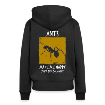 Ameisen - Frauen Premium Bio Hoodie - Schwarz - Hinten - Julia (174cm)