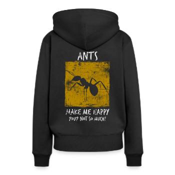 Ameise - Frauen Premium Bio Hoodie - Schwarz - Hinten - Julia (174cm)