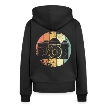 Caméra rétro - Sweat à capuche Premium bio Femme - noir - Dos - Julia (174cm)