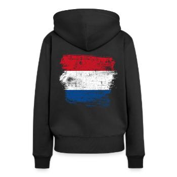 Pays-Bas Pays pavillon - Sweat à capuche Premium bio Femme - noir - Dos - Julia (174cm)