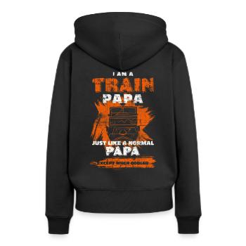 Train de train Papa - Sweat à capuche Premium bio Femme - noir - Dos - Julia (174cm)
