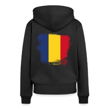Roumanie - Sweat à capuche Premium bio Femme - noir - Dos - Julia (174cm)