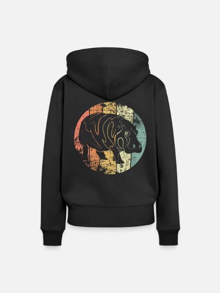 Nilpferd - Frauen Premium Bio Hoodie - Schwarz