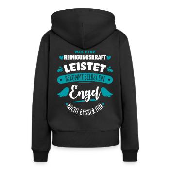 Reinigungskraft Putzfrau - Frauen Premium Bio Hoodie - Schwarz - Hinten - Julia (174cm)
