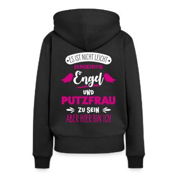 Putzfrau lustig - Frauen Premium Bio Hoodie - Schwarz - Hinten - Julia (174cm)