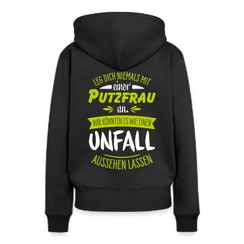 Putzfrau - Frauen Premium Bio Hoodie - Schwarz - Hinten - Julia (174cm)