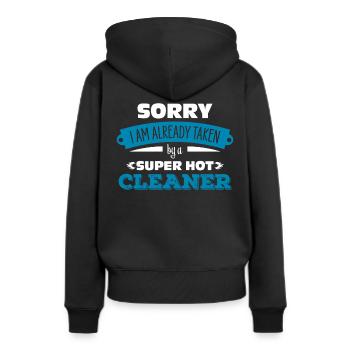 Putzfrau - Frauen Premium Bio Hoodie - Schwarz - Hinten - Julia (174cm)