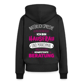 Hausfrau - Frauen Premium Bio Hoodie - Schwarz - Hinten - Julia (174cm)