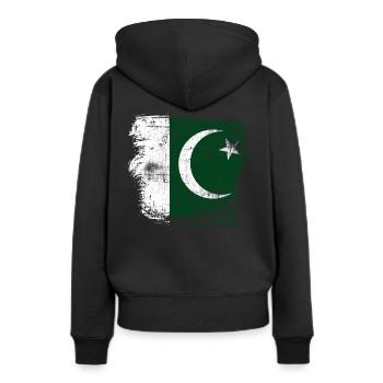 Pakistan - Frauen Premium Bio Hoodie - Schwarz - Hinten - Julia (174cm)