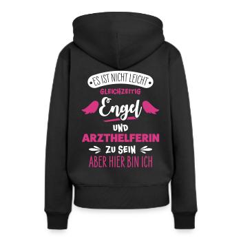 Arzthelferin - Frauen Premium Bio Hoodie - Schwarz - Hinten - Julia (174cm)