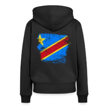 Congo - Sweat à capuche Premium bio Femme - noir - Dos - Julia (174cm)