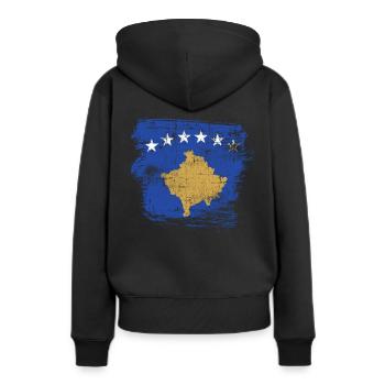 Kosovo - Sweat à capuche Premium bio Femme - noir - Dos - Julia (174cm)