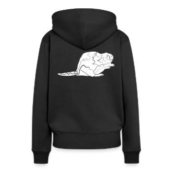 Biber - Frauen Premium Bio Hoodie - Schwarz - Hinten - Julia (174cm)