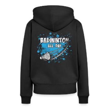 Badminton - Frauen Premium Bio Hoodie - Schwarz - Hinten - Julia (174cm)
