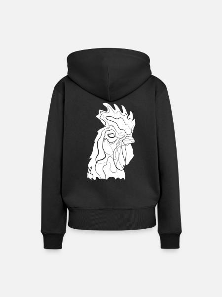 Hahn - Frauen Premium Bio Hoodie - Schwarz