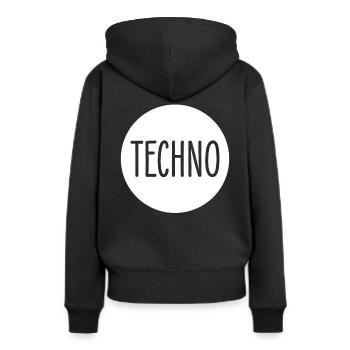 Techno - Sweat à capuche Premium bio Femme - noir - Dos - Julia (174cm)