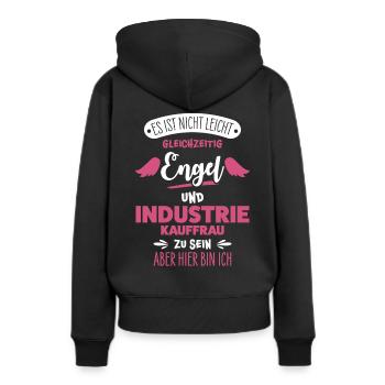 Femme d’achat industriel - Sweat à capuche Premium bio Femme - noir - Dos - Julia (174cm)