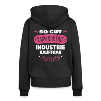 Femme d’achat industriel - Sweat à capuche Premium bio Femme - noir - Dos - Julia (174cm)