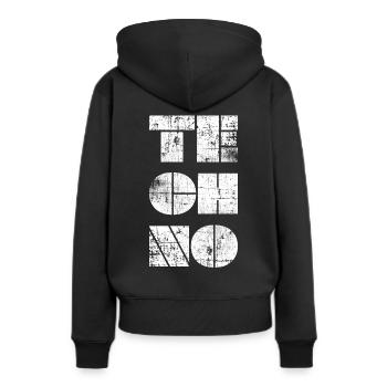 Techno - Sweat à capuche Premium bio Femme - noir - Dos - Julia (174cm)