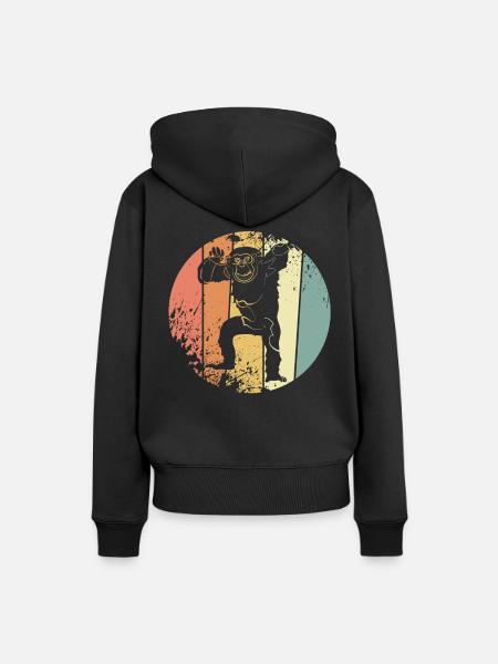 Schimpanse - Frauen Premium Bio Hoodie - Schwarz