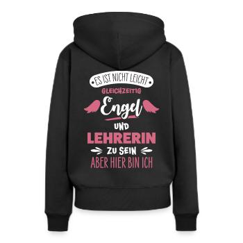 Lehrerin - Frauen Premium Bio Hoodie - Schwarz - Hinten - Julia (174cm)