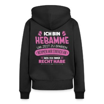 Sage-femme - Sweat à capuche Premium bio Femme - noir - Dos - Julia (174cm)