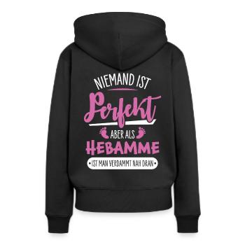 Sage-femme - Sweat à capuche Premium bio Femme - noir - Dos - Julia (174cm)