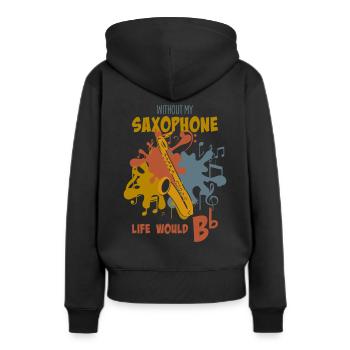 Saxofon - Frauen Premium Bio Hoodie - Schwarz - Hinten - Julia (174cm)