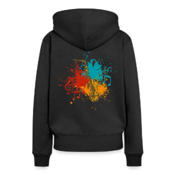 Saxofon - Frauen Premium Bio Hoodie - Schwarz - Hinten - Julia (174cm)