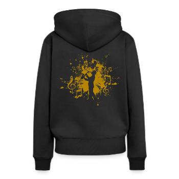 Saxofon - Frauen Premium Bio Hoodie - Schwarz - Hinten - Julia (174cm)