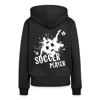 Fußballer Fußball - Frauen Premium Bio Hoodie - Schwarz - Hinten - Julia (174cm)